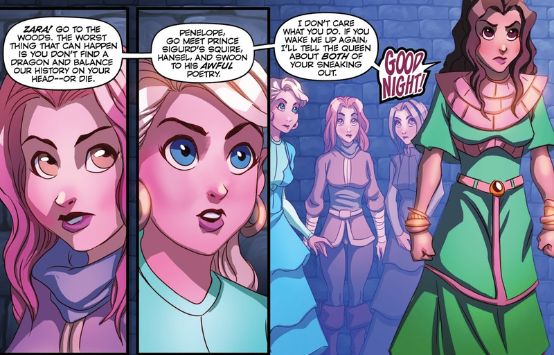 Four of Robots Versus Princesses’ titular royals arguing about whether or not to let one of them wander into the nearby forbidden forest.